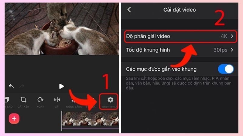 Tùy chỉnh đoạn âm thanh và độ phân giải video