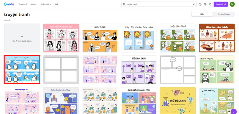 Bạn hãy tìm ra một mẫu truyện tranh ưng ý nhất của mình và nhấn chọn vào nó. Bạn hãy tìm ra một mẫu truyện tranh ưng ý nhất của mình và nhấn chọn vào nó.