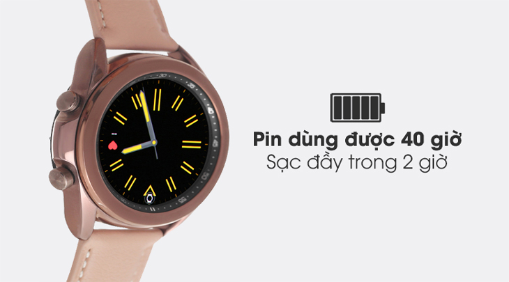 Samsung Galaxy Watch 3 sở hữu viên pin dung lượng 247 mAh cho thời gian sử dụng lên đến 40 giờ