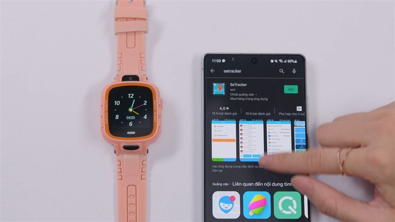Để kết nối Kidcare 26 với điện thoại phụ huynh thông qua ứng dụng SeTracker