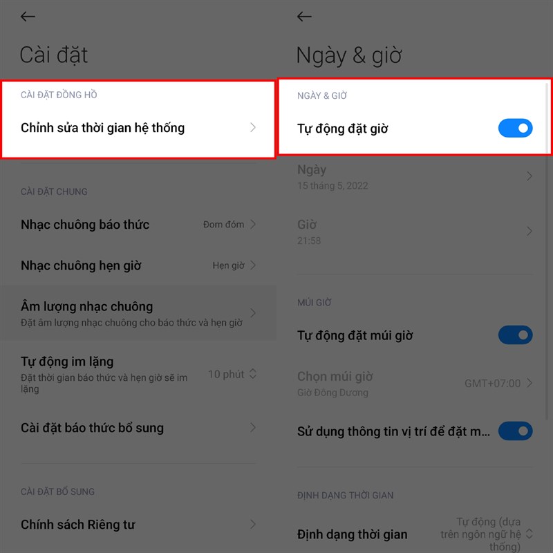 Cách chỉnh ngày, giờ trên điện thoại Xiaomi