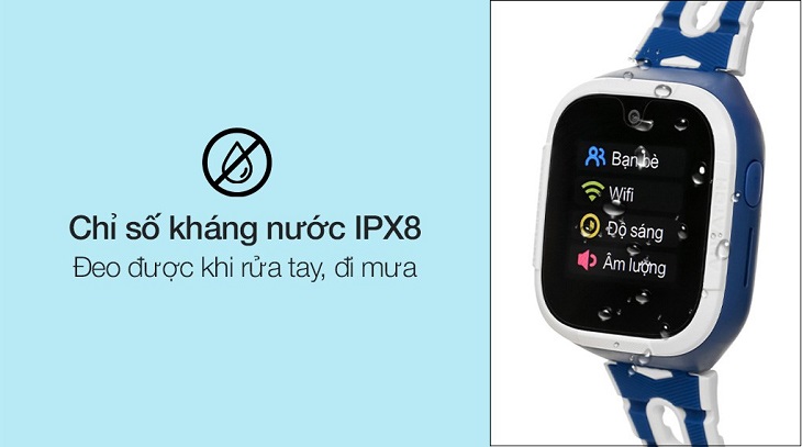 Đồng hồ định vị trẻ em 4G Kidcare S6 Xanh hỗ trợ kháng nước IPX68