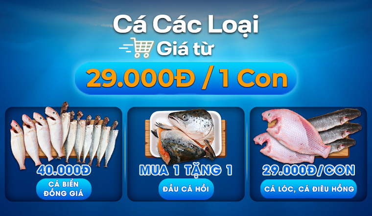 Từ ngày 23/5 - 31/5/2022, cá các loại giá từ 29.000đ/con tại Bách hóa XANH