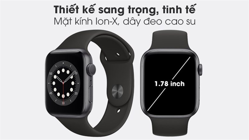 Mặt kính của Apple Watch S6 được bảo vệ bằng Ion-X strengthened glass giúp bạn an tâm sử dụng Mặt kính của Apple Watch S6 được bảo vệ bằng Ion-X strengthened glass giúp bạn an tâm sử dụng