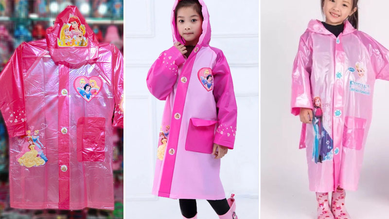 Những mẫu áo mưa công chúa hồng dành cho bé