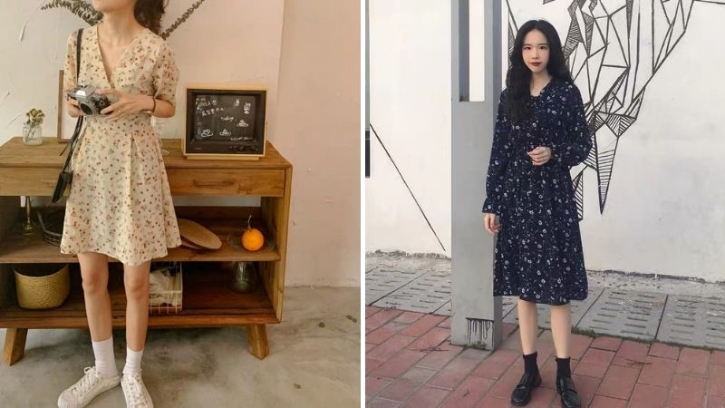 Chân váy hoa nhí dáng dài phong cách vintage chân váy dáng dài hoa nhí siêu  đẹp hot trend màu đen trắng HOTHIT. - Tìm Voucher