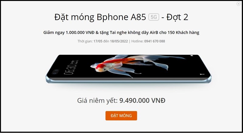 Quà tặng dành cho khách hàng đặt trước Bphone A85 5G. Nguồn: BKAV