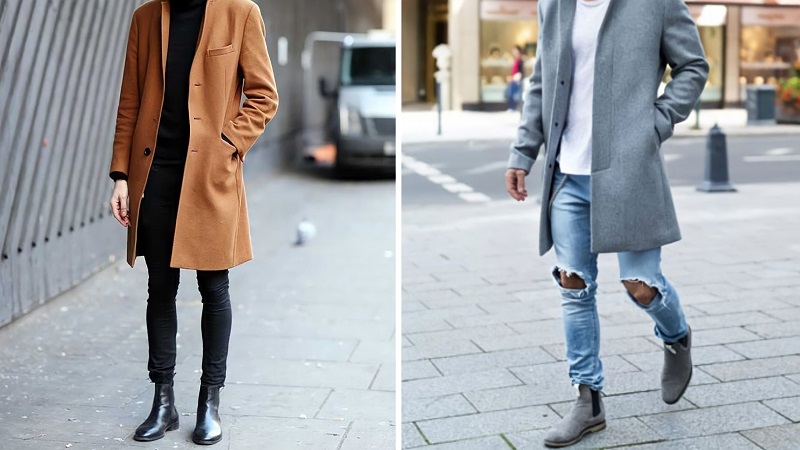 Chelsea boot phối áo khoác dạ giúp bạn tỏa sáng