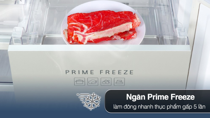 Cấp đông siêu tốc gấp 5 lần với ngăn Prime Freeze