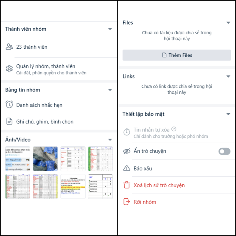 Thông tin trò chuyện nhóm Thông tin trò chuyện nhóm