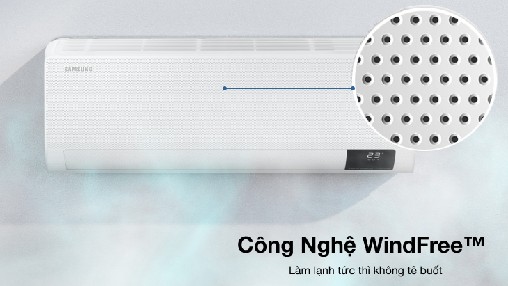 Đánh giá dòng máy lạnh Samsung WindFree™ TYGC sang trọng > Công Nghệ WindFree™ làm lạnh tức thì không tê buốt