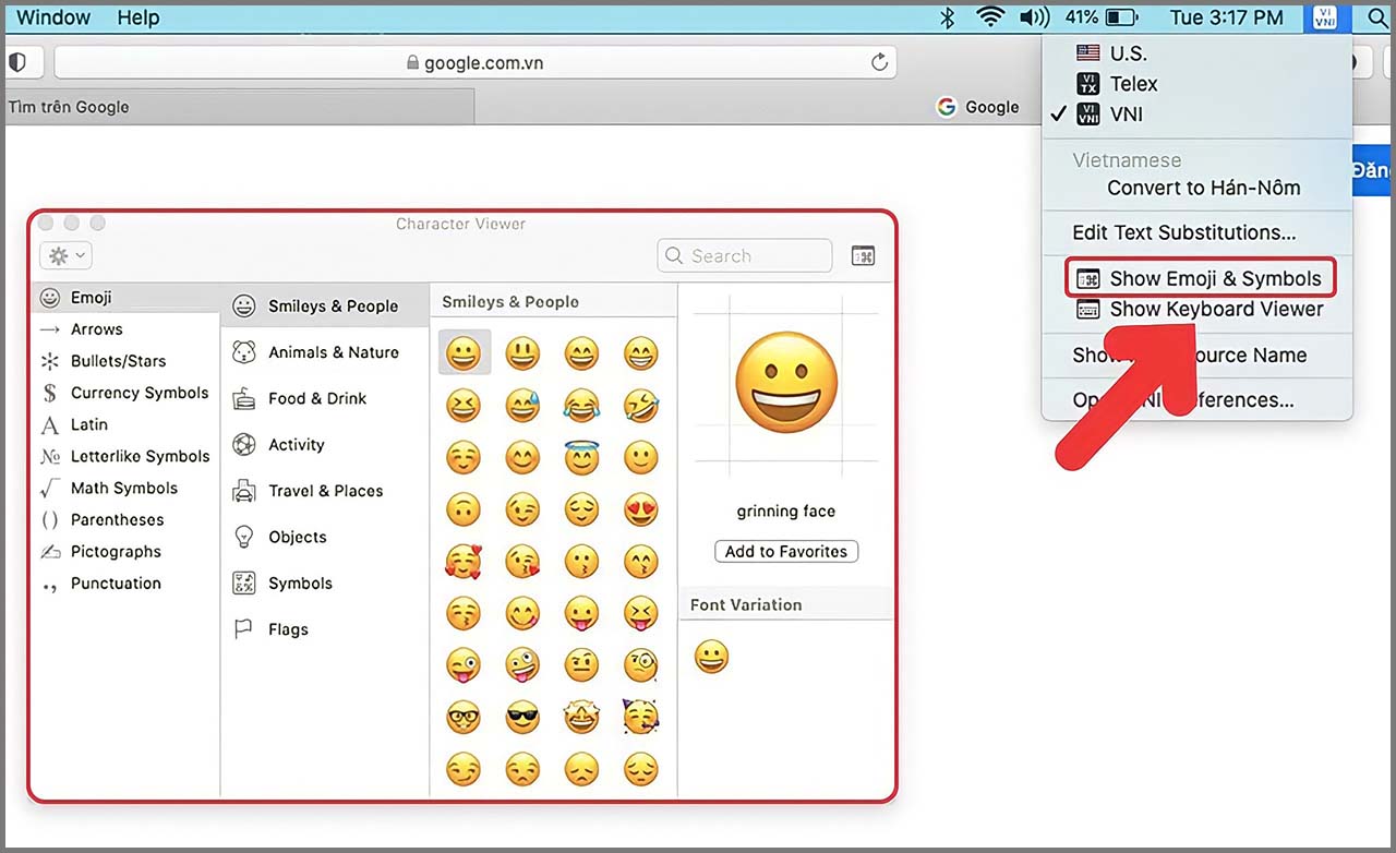 Cách sử dụng Emoji trên MacBook