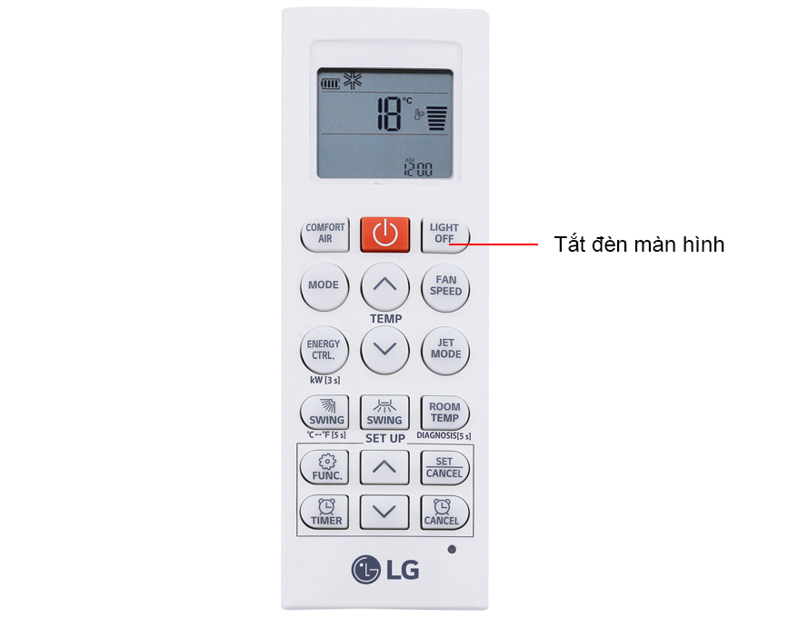 Hướng dẫn sử dụng điều khiển từ xa cho máy lạnh LG APF, API - Tắt đèn nền màn hình