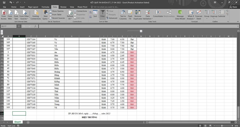 Cách sắp xếp dữ liệu theo màu trong Excel