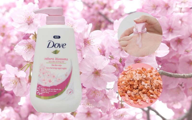 Sữa tắm dưỡng thể Dove hương hoa anh đào & muối hồng
