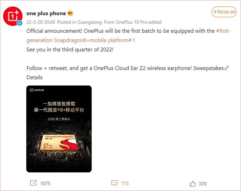 OnePlus sẽ ra mắt flagship Snapdragon 8 Plus Gen 1 vào quý 3 năm 2022