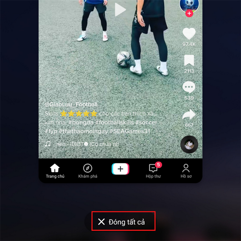 Thoát ra hoàn toàn ứng dụng Tiktok