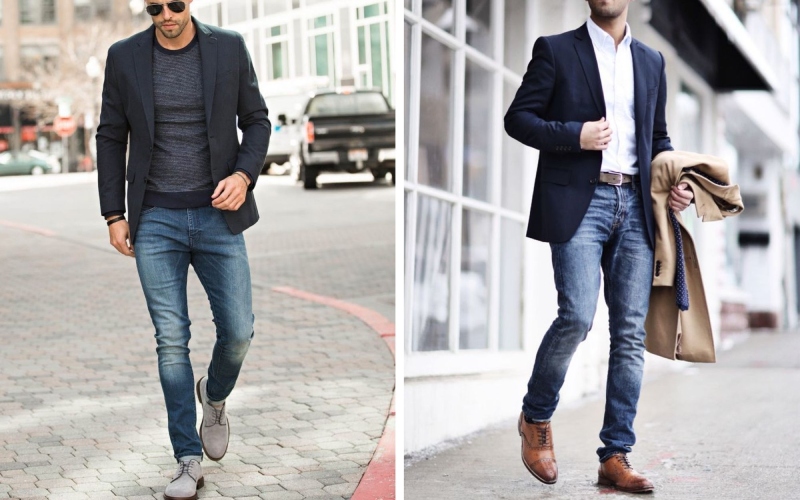 Cách phối áo vest nam với quần jean