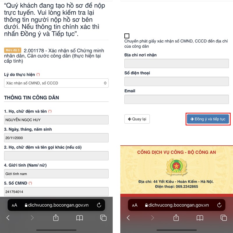 Cách xin xác nhận số Căn cước công dân