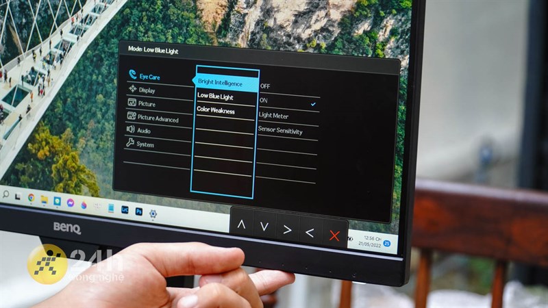 Chế độ bảo vệ mắt trên BenQ GW2480T có thể kích hoạt dễ dàng.