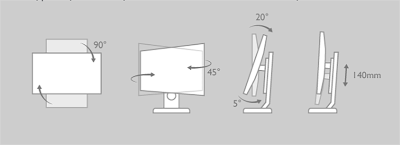 Chân đế linh hoạt của BenQ GW2480T hỗ trợ nhiều kiểu điều chỉnh khác nhau. Nguồn: BenQ.