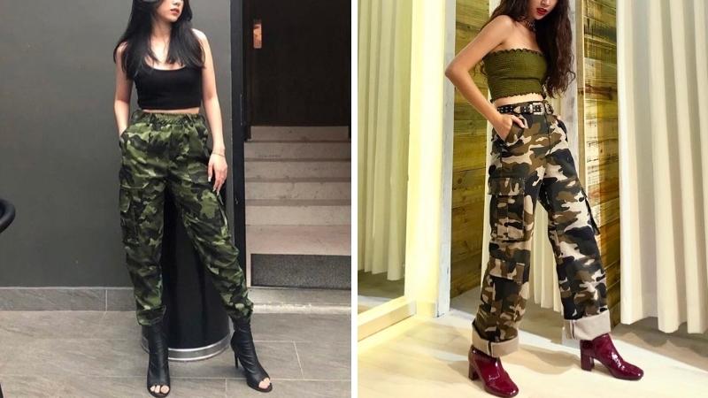 Quần camo và áo croptop