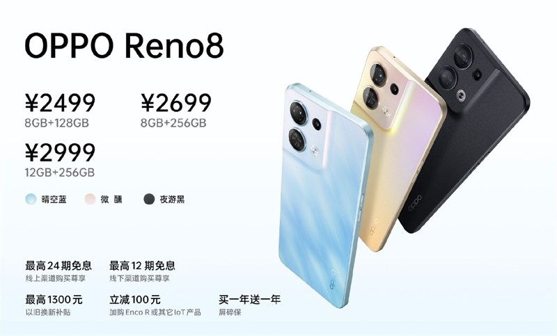 OPPO Reno8 series ra mắt với màn hình AMOLED, 3 camera sau