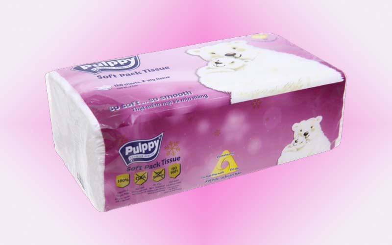 Khăn giấy rút Pulppy 2 lớp gói 180 tờ