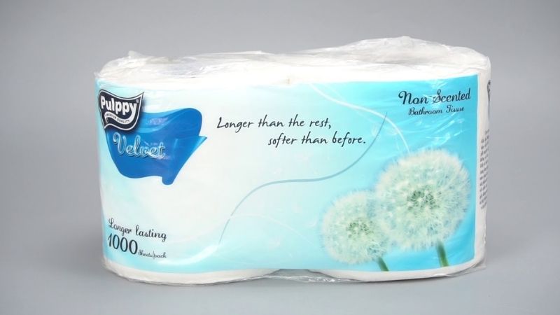 2 cuộn giấy vệ sinh Pulppy Velvet không mùi 2 lớp