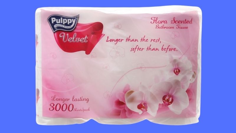 2 cuộn giấy vệ sinh Pulppy Velvet hương flora 2 lớp