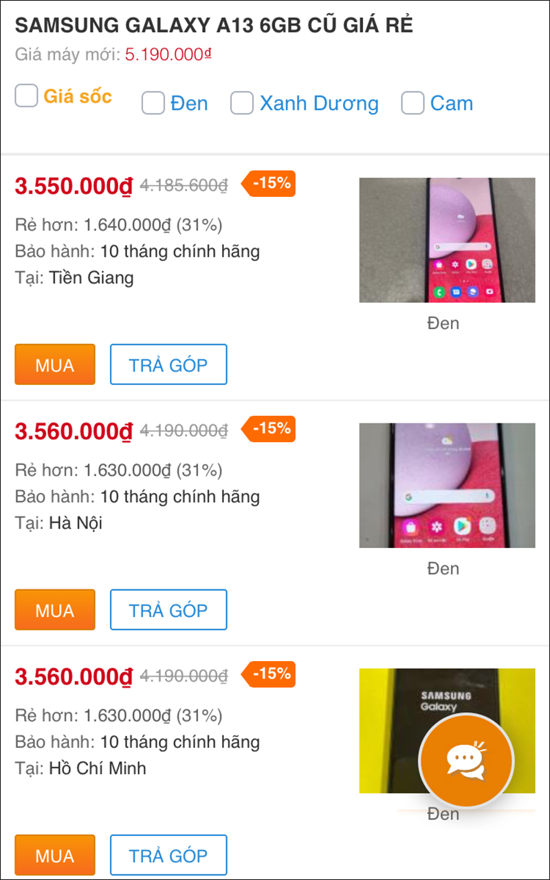 Samsung Galaxy A13 6GB cũ