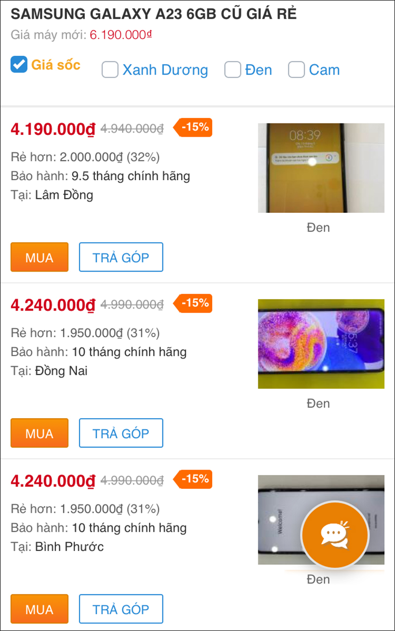 Samsung Galaxy A23 6GB cũ