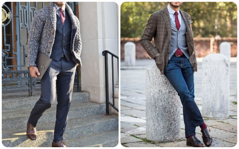 Áo cardigan phối với áo blazer/suit tạo nên phong cách cổ điển pha lẫn hiện đại