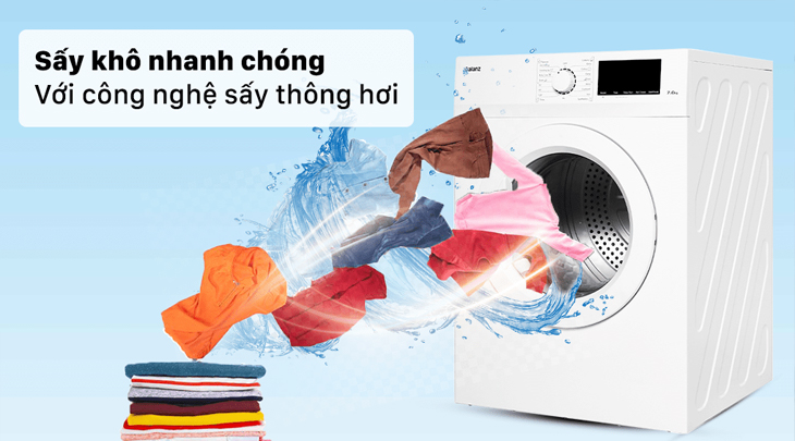 Sản phẩm sử dụng công nghệ sấy thông hơi, giúp rút ngắn thời gian làm khô quần áo
