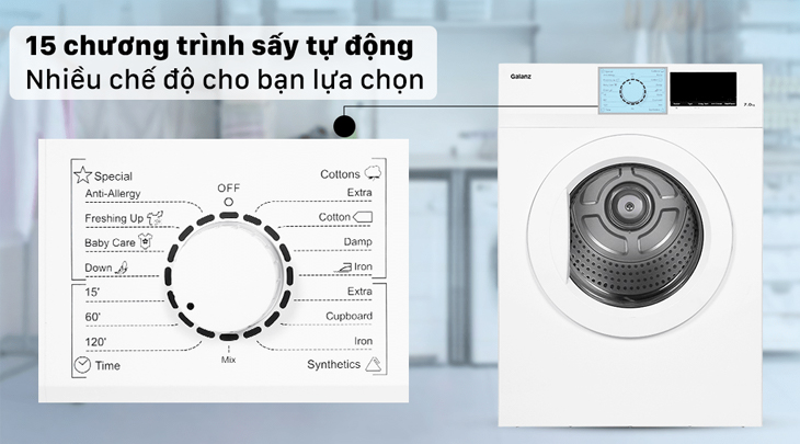Tích hợp 15 chu trình sấy chuyên biệt để người dùng có thể tự do lựa chọn