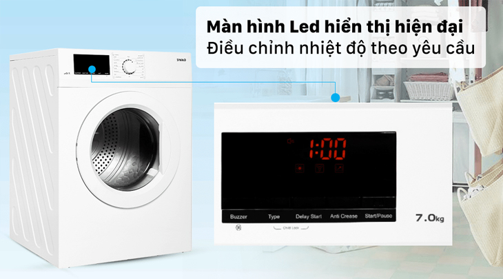 Tính năng này giúp người dùng có thể điều chỉnh nhiệt độ theo nhu cầu cũng như loại quần áo mình muốn sấy