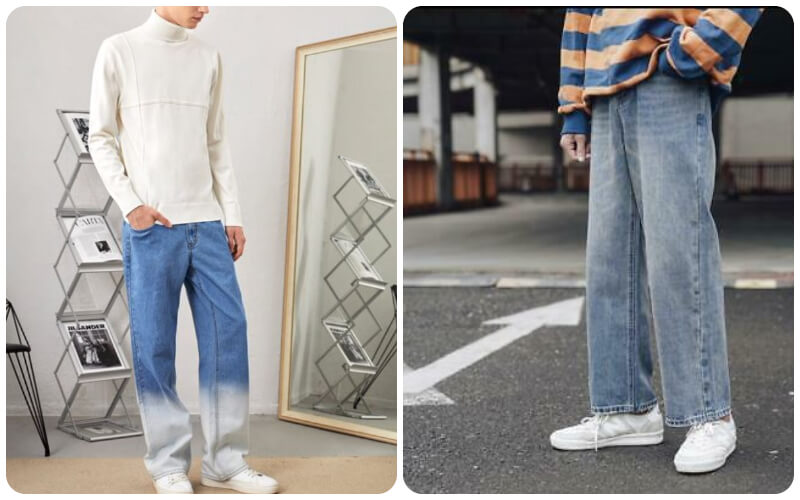 Phối quần jean ống rộng nam với áo len phá cách và năng động