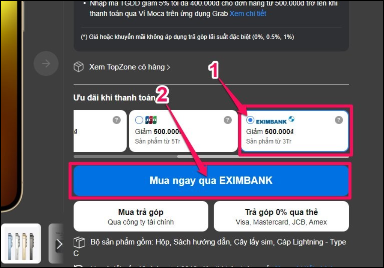 Giảm ngay 500.000 đồng khi thanh toán qua EXIMBANK Giảm ngay 500.000 đồng khi thanh toán qua EXIMBANK
