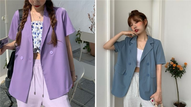 Áo blazer dáng ngắn với quần thể thao