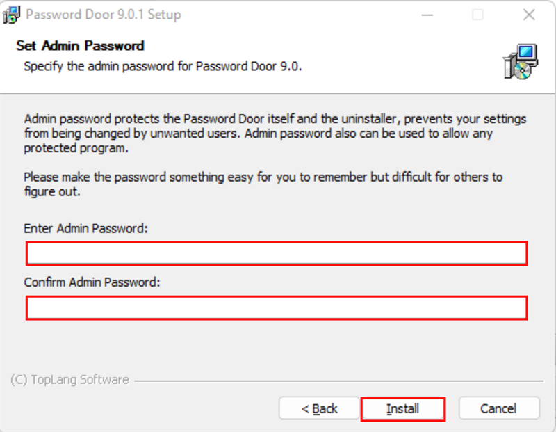 Điền vào Mật khẩu của bạn và sau đó ấn nút Install. Điền vào Mật khẩu của bạn và sau đó ấn nút Install.