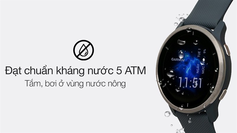 Khả năng kháng nước 5 ATM giúp bạn thoải mái bơi ở những vùng nước thấp