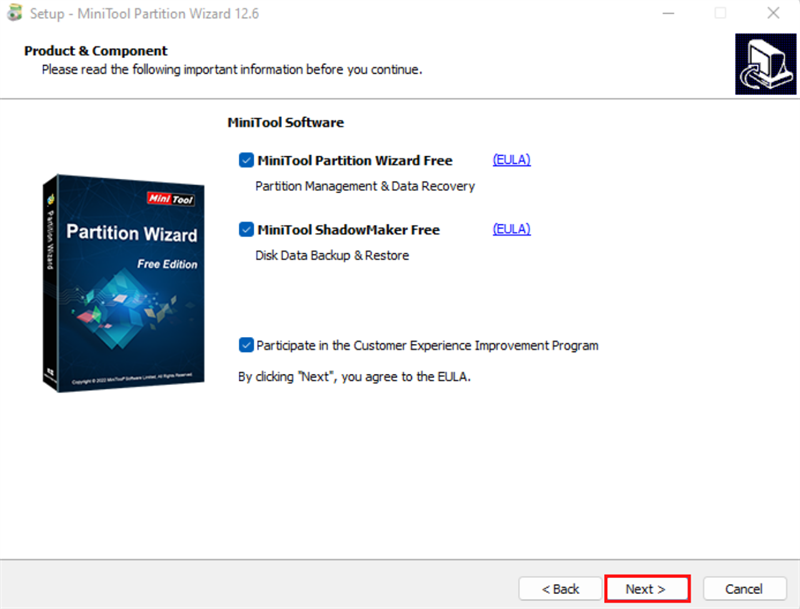 Tiếp tục nhấn vào nút Next.