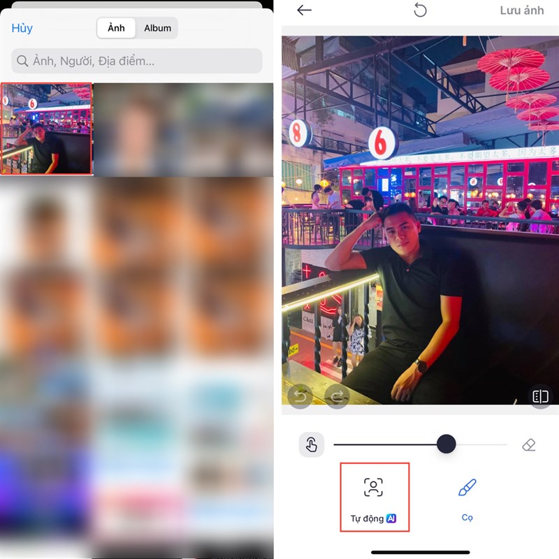 Cách xóa người trong ảnh quán coffee 