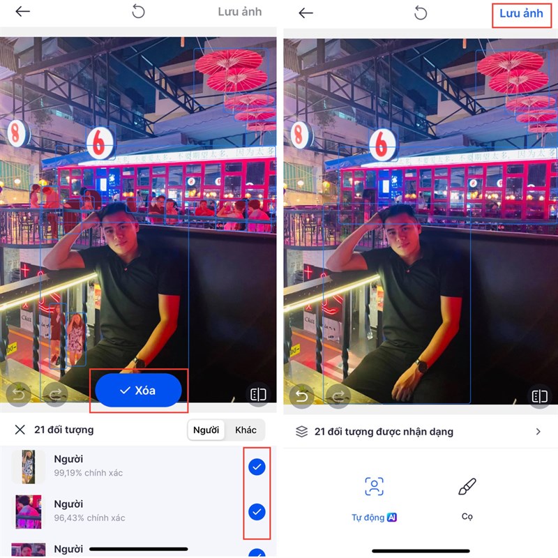 Cách xóa người trong ảnh quán coffee 