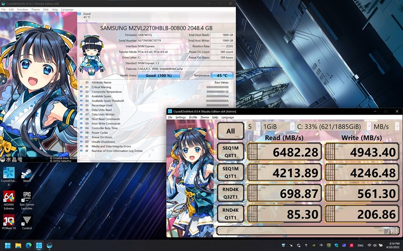 ASUS ROG Zephyrus Duo 16 được trang bị 32 GB RAM cùng 2 TB ổ cứng giúp thoái mái lưu trữ