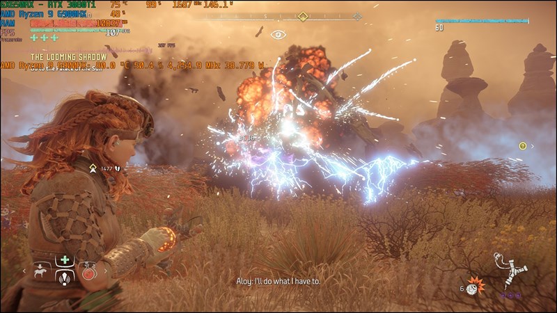 Trải nghiệm tựa game 'Horizon Zero Dawn' với thiết lập cực cao (Ultra High) cho lại số khung hình dao động trong khoảng 95 - 112 FPS