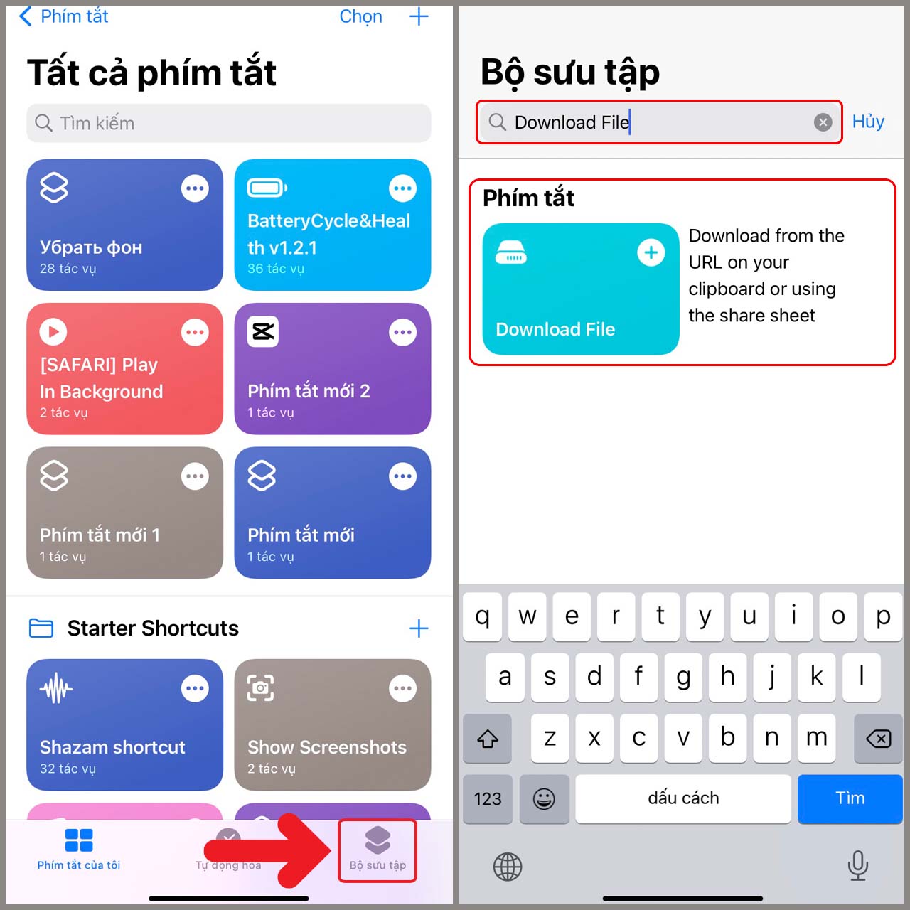 Cách tải file bằng Shortcuts trên iPhone