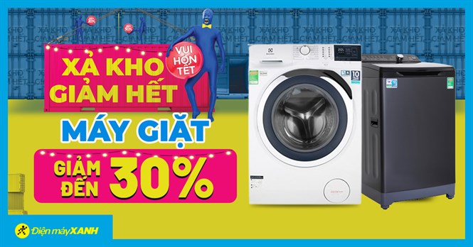 Xả kho giảm hết: Máy giặt giảm đến 26%, trả chậm 0% lãi suất, vui hơn tết. Mua ngay!