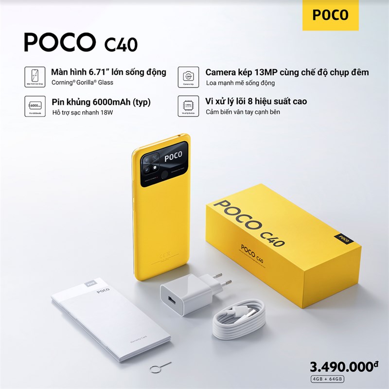 Hình ảnh POCO C40 kèm giá bán