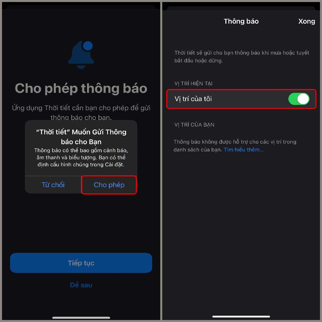 Cách bật cảnh báo thời tiết  trên iPhone